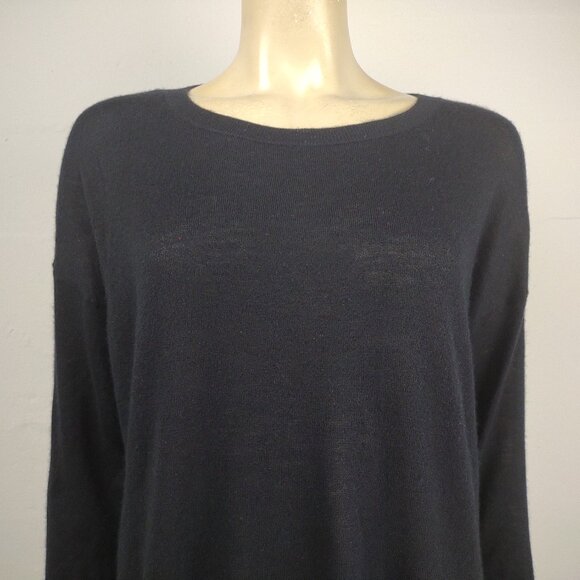 Lands' End black thin lightweight V-Neck 100% Cashmere sweater ladies XL - Picture 2 of 8